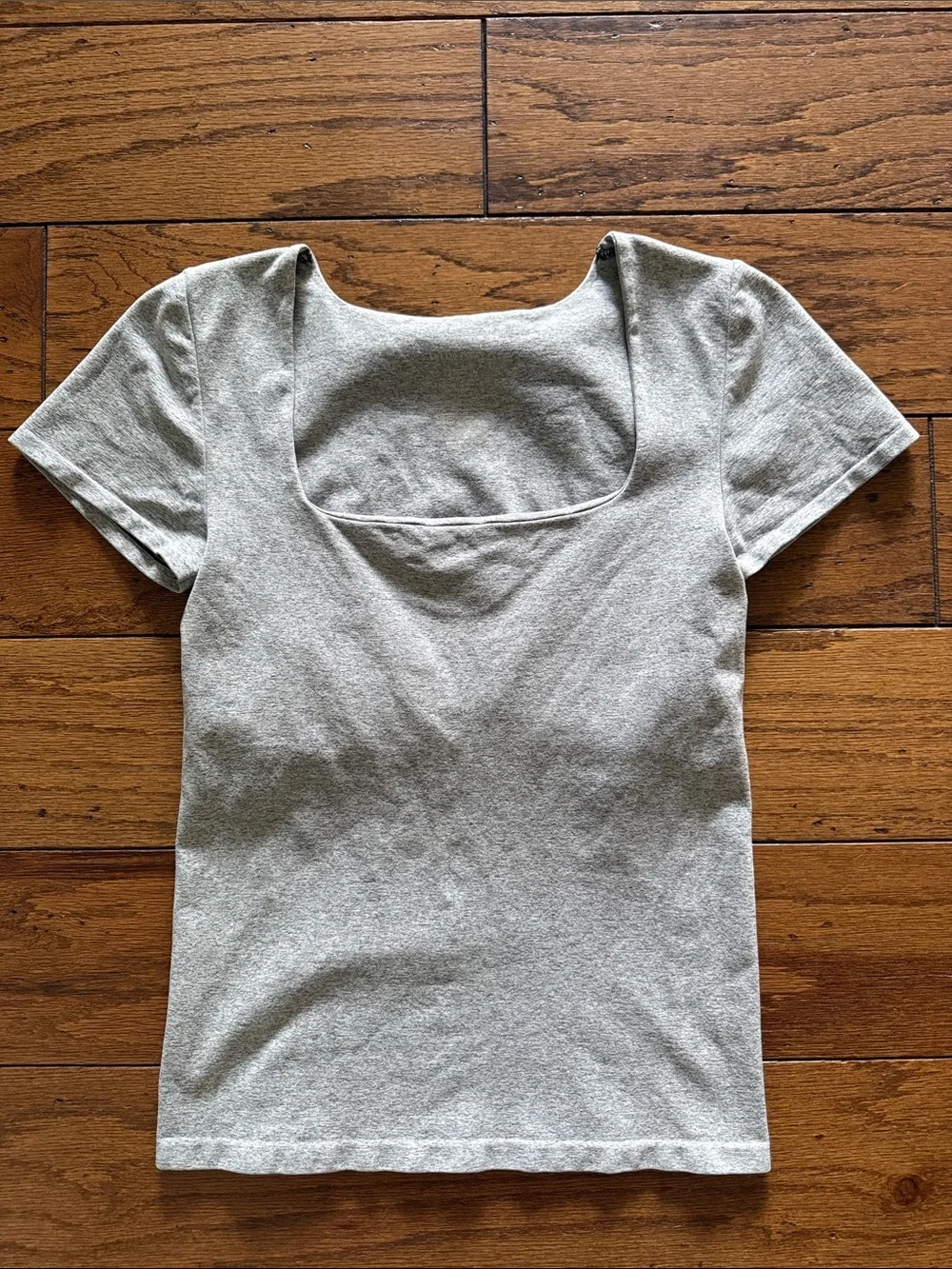 Free People Heather Gray Square Neck Short Sleeve Tee